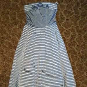 4/$20 | Algo Strapless Floor Length Silver Striped Dress
